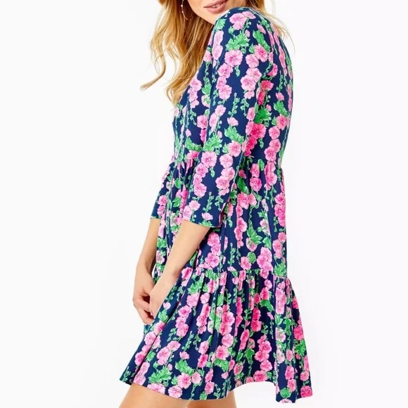 Lilly Pulitzer Geanna Dress in Oyster Bay Navy Devine Size Medium - Picture 3 of 13